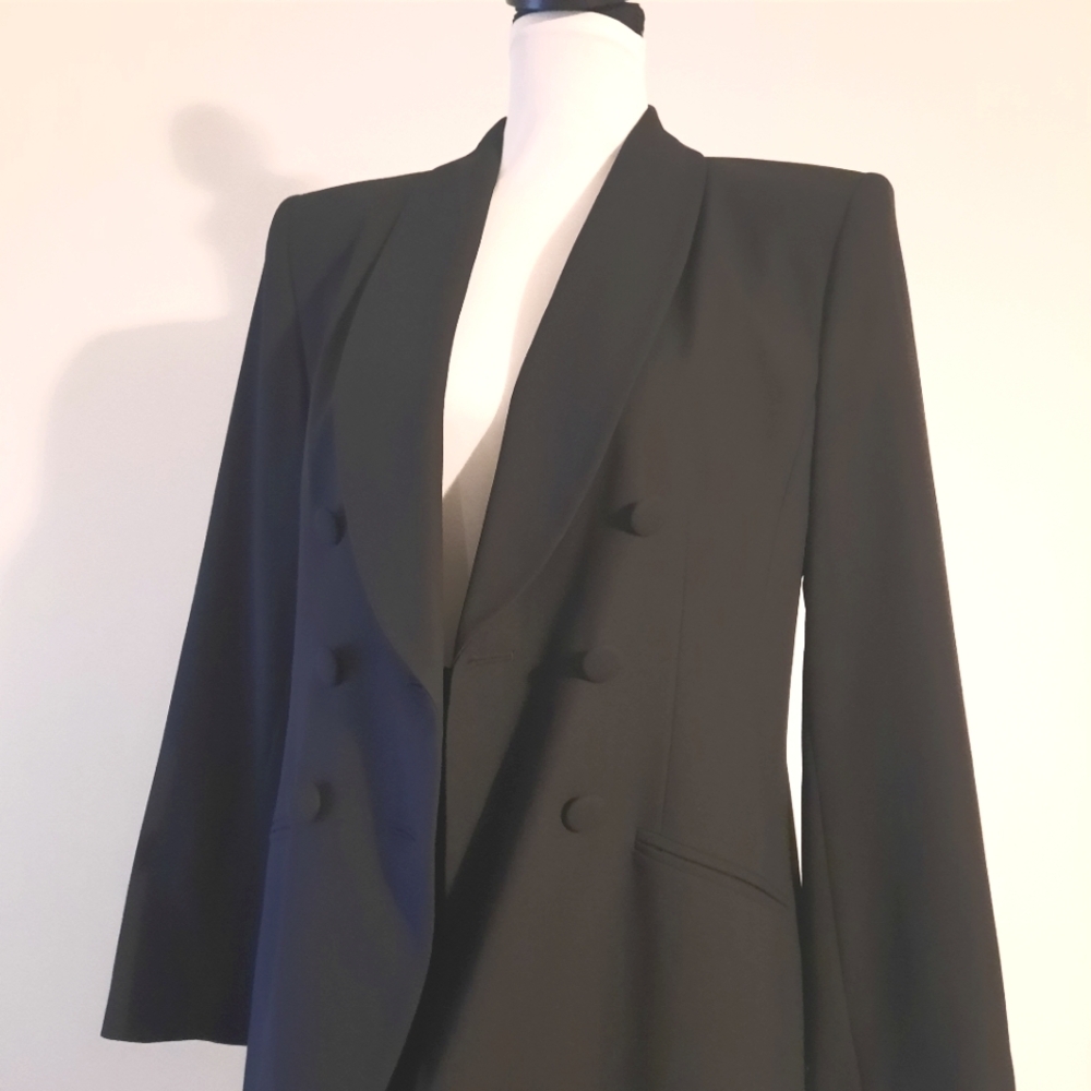 Black Doublebreasted Skirt Suit Size 8 - Picture 3 of 14